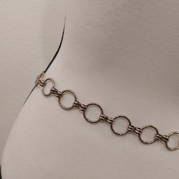 Silver Tone Metal Jump Rings Link Belt with Lanyard Style Clasp - Picture 7 of 8